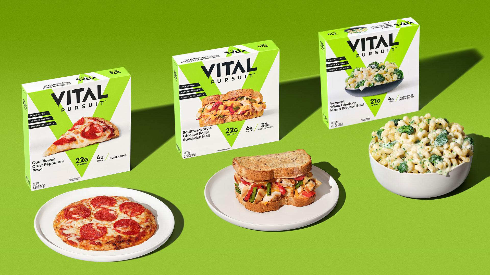 Nestlé Vital Pursuit meals and packaging arranged on a table